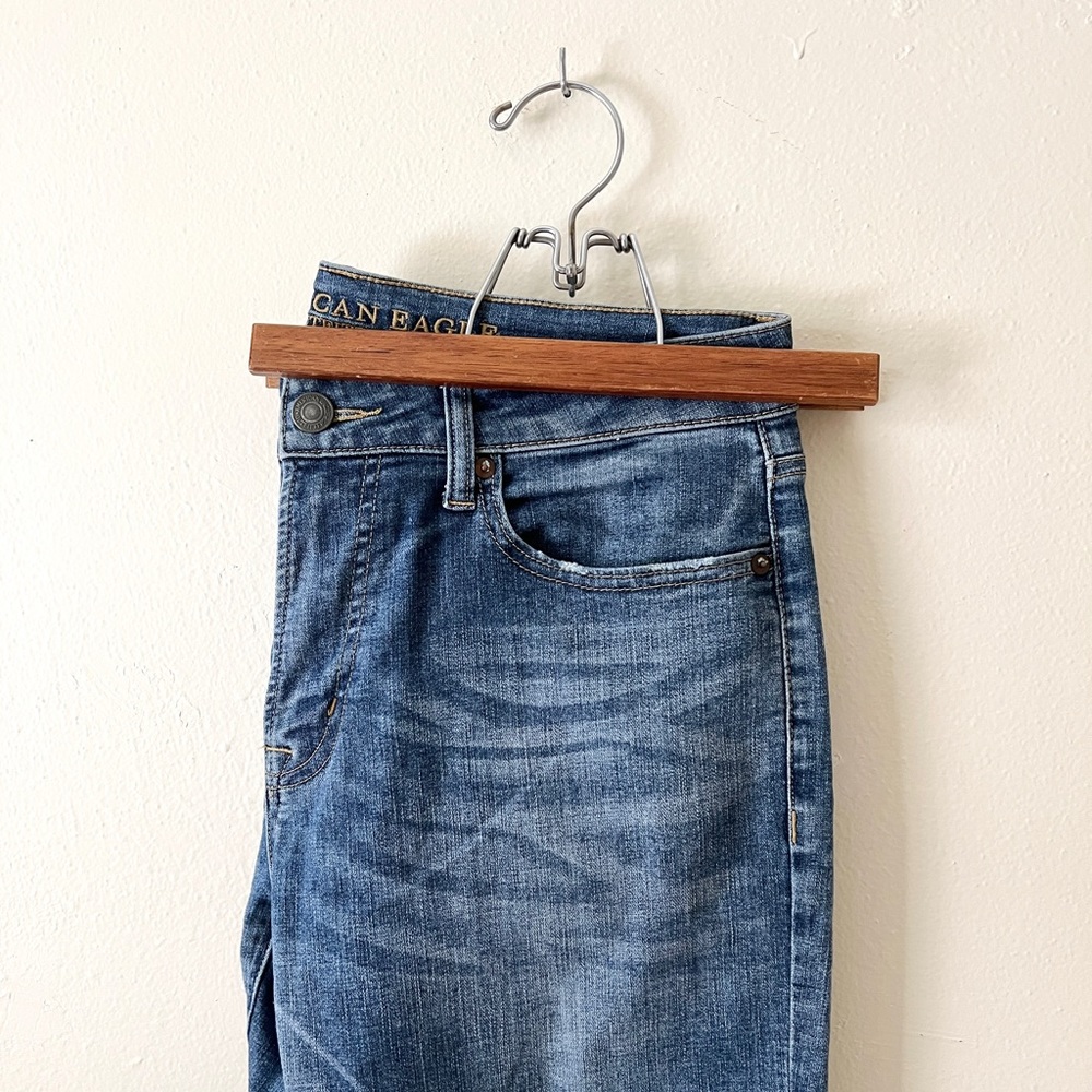 American Eagle distressed blue Jean Original Straight Extreme Flex EUC 32 x 36 - Picture 3 of 13